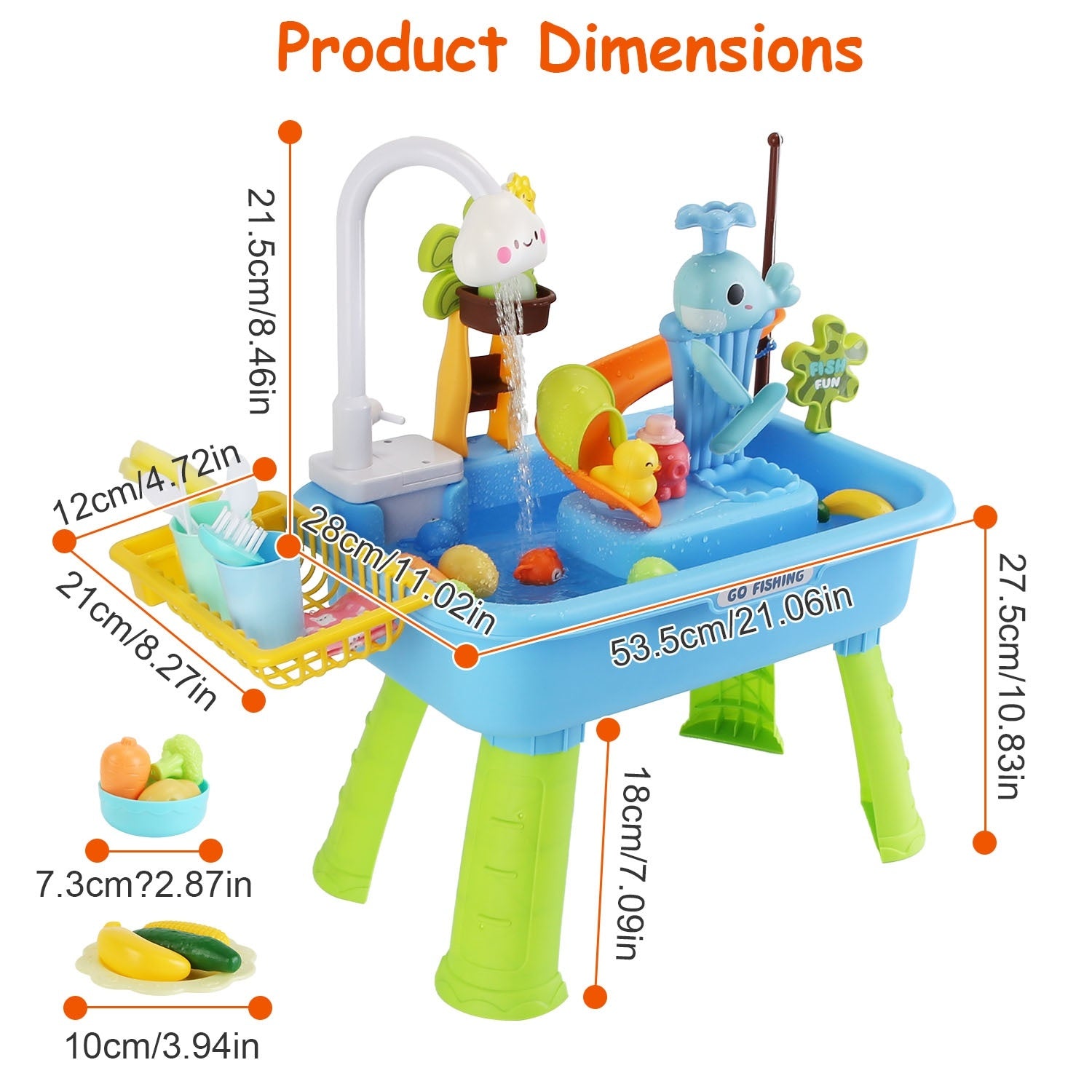 1Set 3 In 1 Kitchen Sink Toy With Electric Faucet Water Table Fishing Game Role Play Sink Set Indoor Outdoor For Kids Aged 3 Years Old