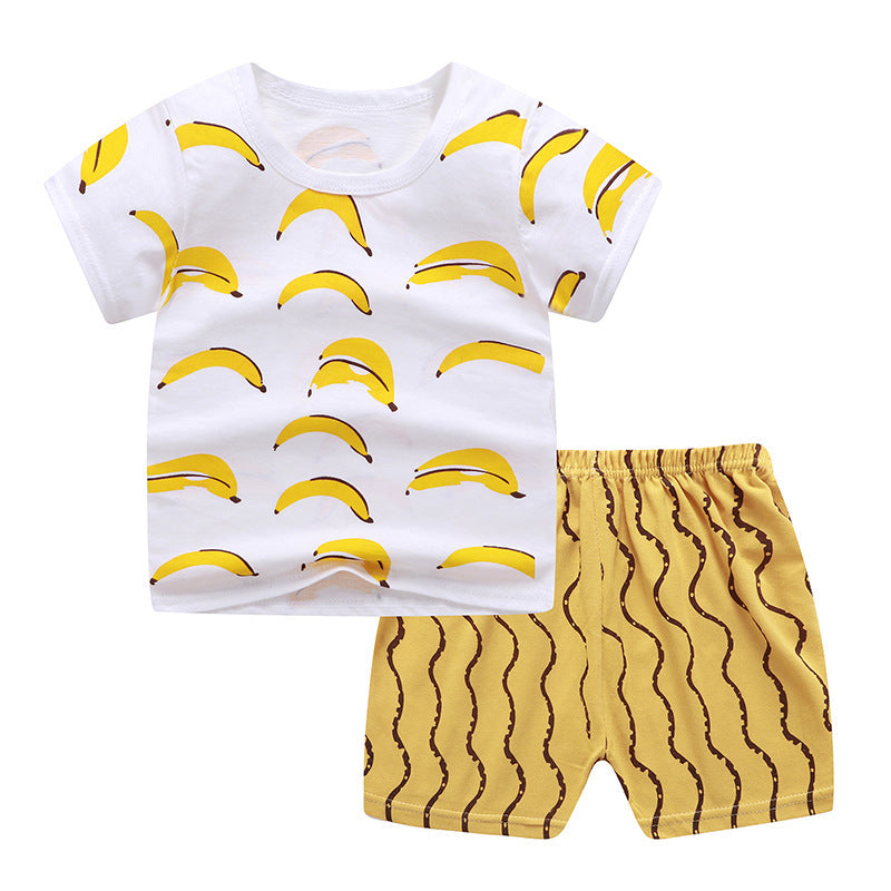 Children's Children's Summer Clothing Round Neck Short Sleeve Suit