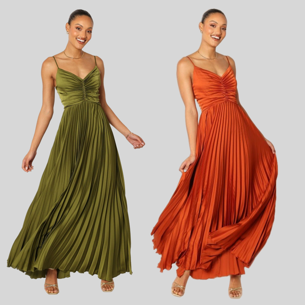 Temperament Camisole Backless Long Pleated Dress