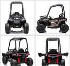 12V Kids Off-Road UTV Electric Ride On Car Black Camouflage High Roof Remote Control Lights MP3 Adventure Toys