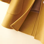 Wool Pearl Buckle Double-faced Woolen Goods Women's Doll Collar Mid-length Coat