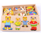 Baby puzzle blocks, bear dressing and matching toys