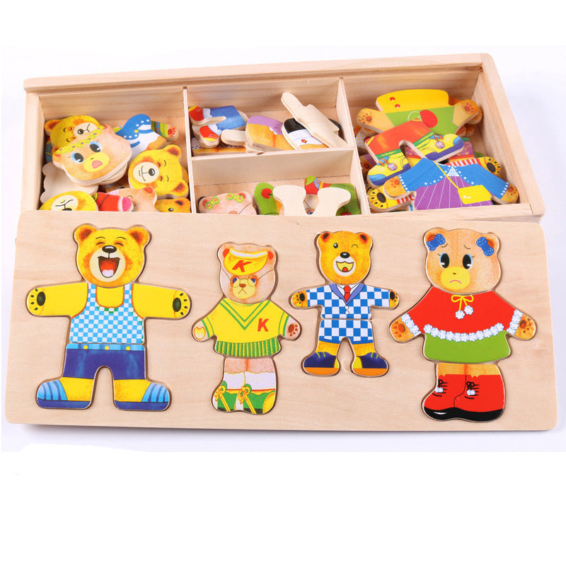 Baby puzzle blocks, bear dressing and matching toys