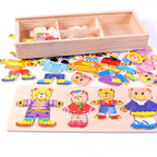 Baby puzzle blocks, bear dressing and matching toys