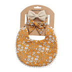 European And American Cotton Cute Floral Baby Anti-Spitting Milk Saliva Towel Newborn Printing Bib  Headband Set