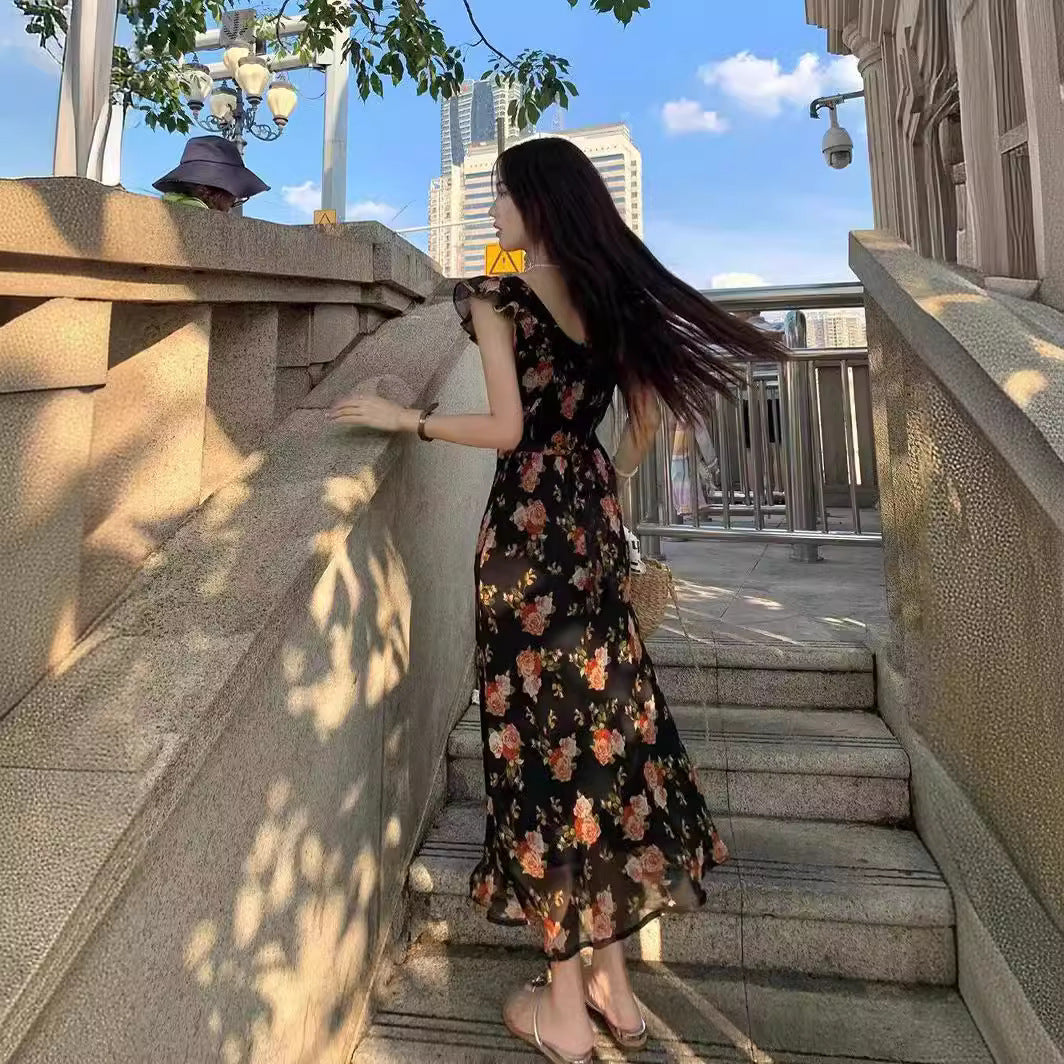 Seaside Holiday French Style Temperament Long Dress