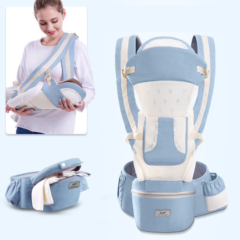 Portabebés ergonómico tipo canguro, 3 en 1, con asiento de cadera y orientación frontal.