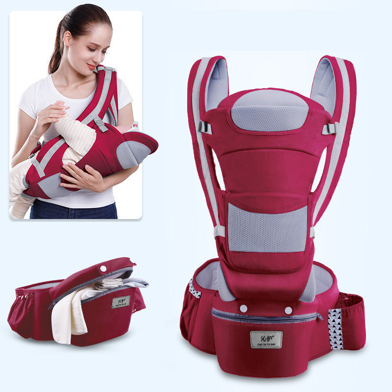 Portabebés ergonómico tipo canguro, 3 en 1, con asiento de cadera y orientación frontal.