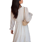 Autumn New French Style White Long Sleeve Dress For Women