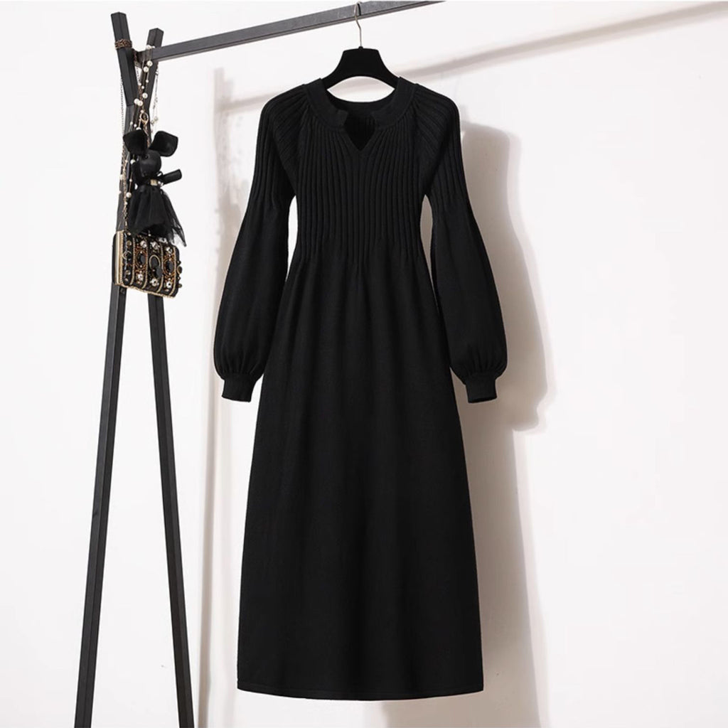 Loose Western Style Versatile Below The Knee Long Style Long Sleeve Dress