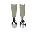 Cuchara de silicona para bebé con forma de osito de dibujos animados, vajilla infantil