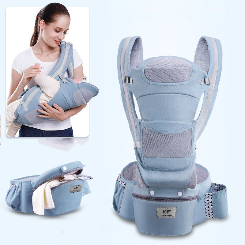 Portabebés ergonómico tipo canguro, 3 en 1, con asiento de cadera y orientación frontal.