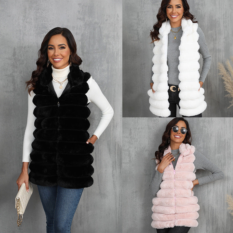 Mid-length Autumn And Winter New Faux Fur Vest For Women