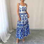 Women's Summer New Waist-slimming Design Floral Strap Dress Elegant Vacation Style