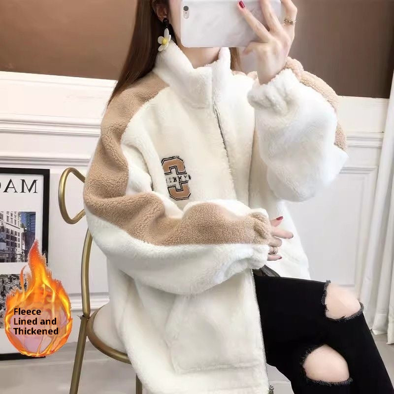 Women's New Korean Cardigan Velvet Padded Thickened Coat