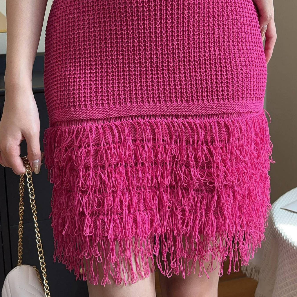 High Collar Sleeveless New Hollow Dress Woven Slim Fit Backless