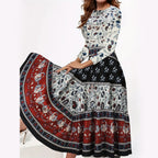 Women's Christmas Elements Floral Print Swing Dress