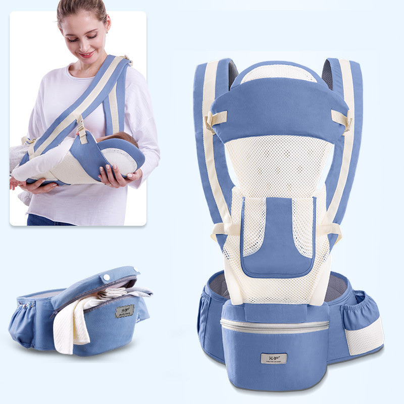 Portabebés ergonómico tipo canguro, 3 en 1, con asiento de cadera y orientación frontal.