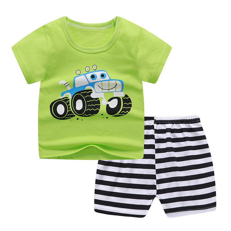 Children's Children's Summer Clothing Round Neck Short Sleeve Suit