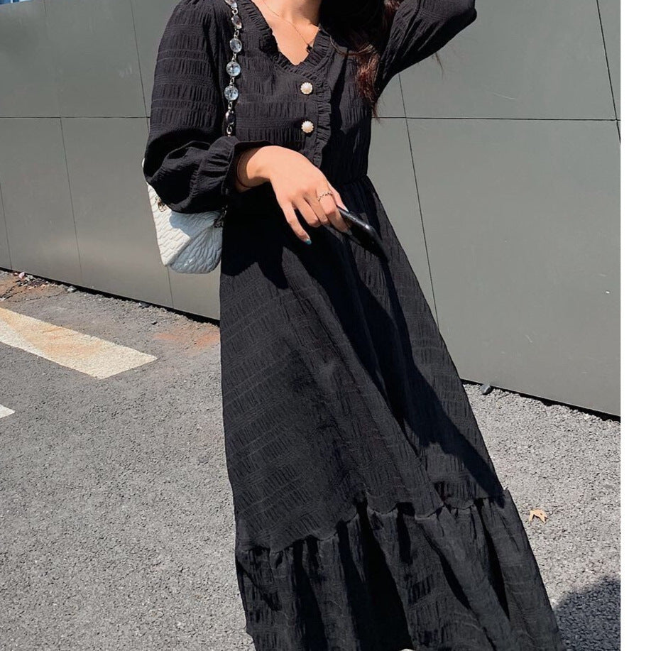 Autumn New French Style White Long Sleeve Dress For Women