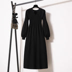 Loose Western Style Versatile Below The Knee Long Style Long Sleeve Dress