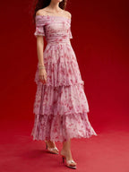 Floral Off-the-Shoulder Tiered Maxi Dress