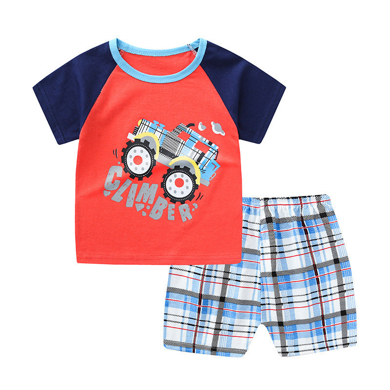 Children's Children's Summer Clothing Round Neck Short Sleeve Suit