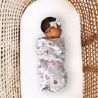 Baby Swaddling Cloth Fetal Cap And Hair Belt 3-piece Set