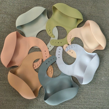 Babero de silicona suave e impermeable para bebé con recogedor de alimentos, babero de silicona para bebé