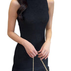 High Collar Sleeveless New Hollow Dress Woven Slim Fit Backless
