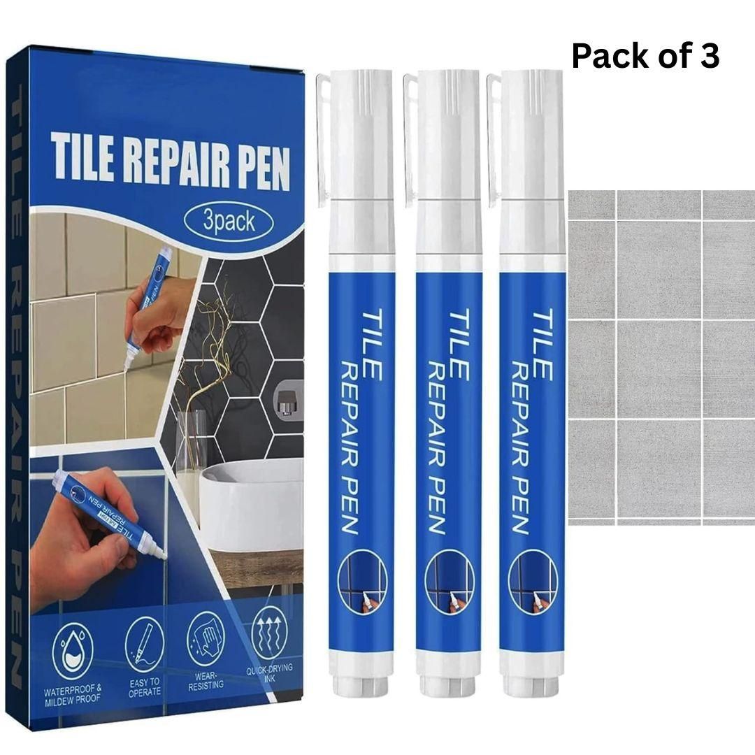 Tile Repair Pen (Pack of 3) Grout Pen for Bathroom, Kitchen, Floor & Wall Tiles