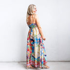 Women's High Waist Print Vacation Style Large Swing Suspender Dress