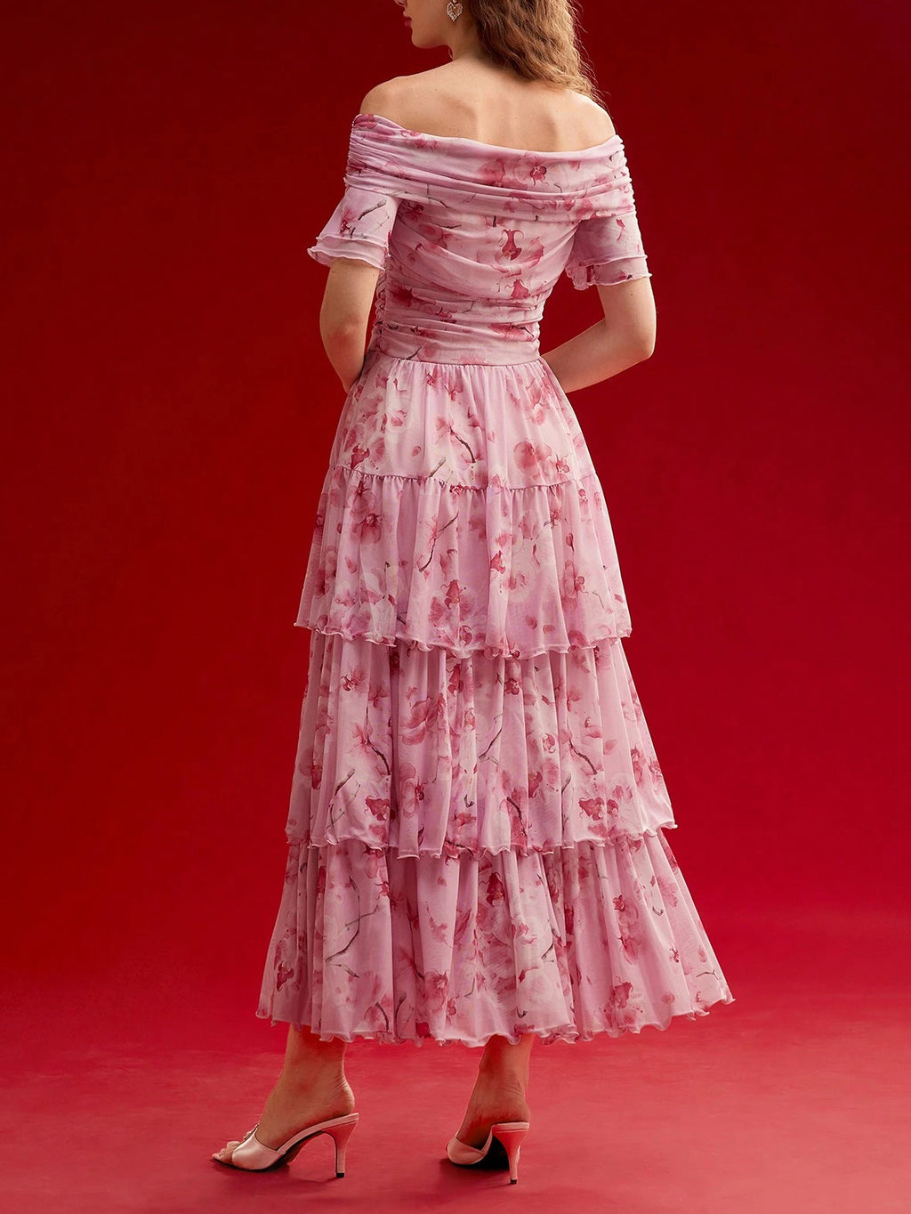 Floral Off-the-Shoulder Tiered Maxi Dress