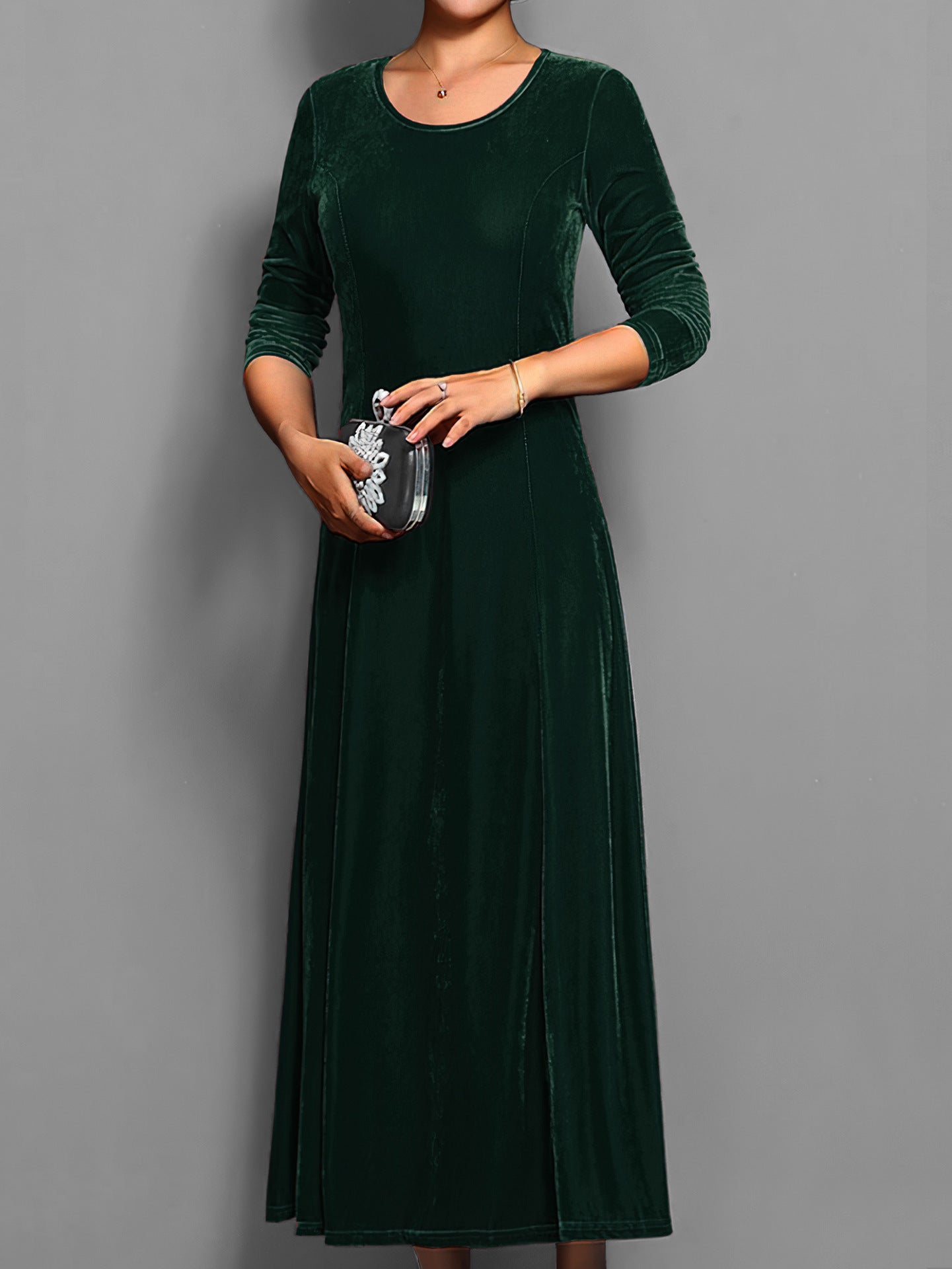 Women's Solid Color Velvet Dress