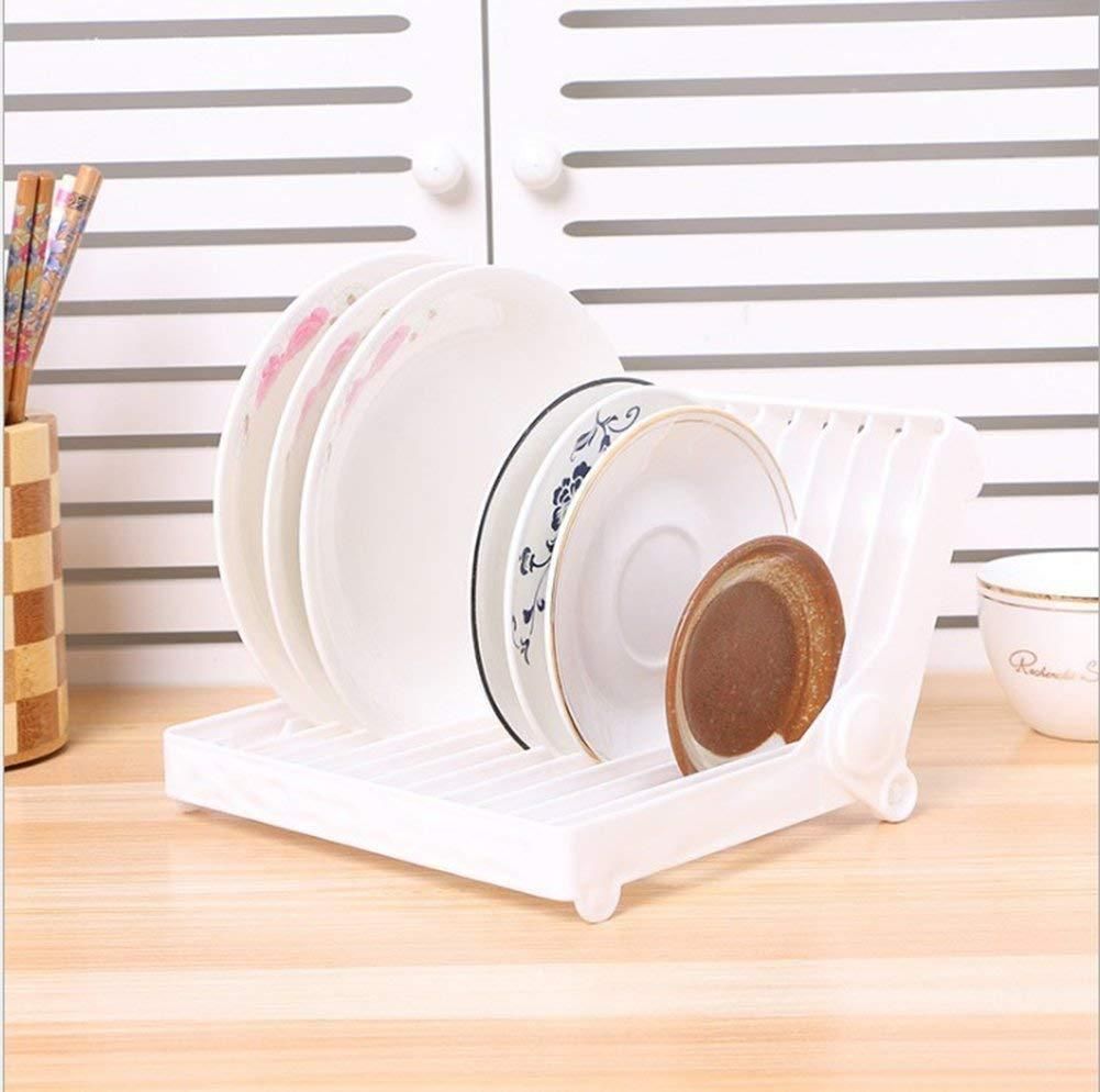Folding Plastic Kitchen Dish Rack Stand for Kitchen Dinner Plate Holder