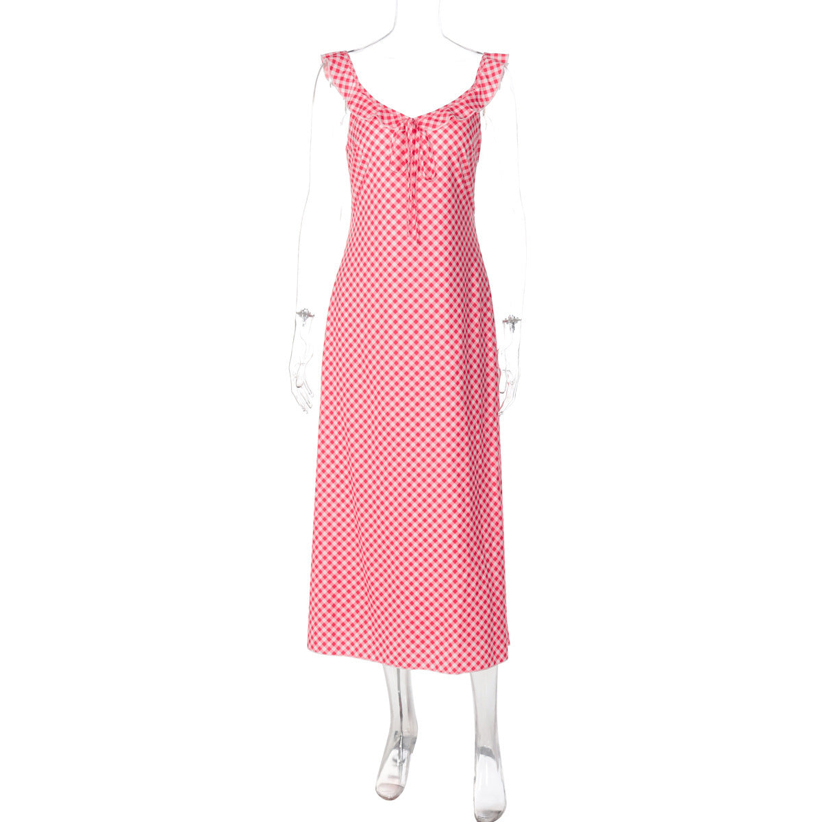 Fashion Sexy V-neck Plaid Suspender Dress