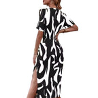 Elegant Women's Printed Short-sleeved Dress