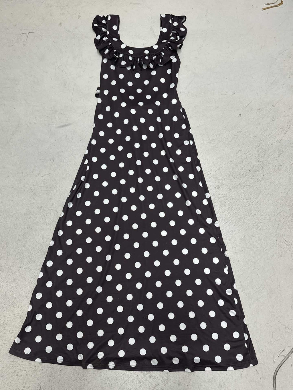 French Elegant Ruffled U-neck Polka Dot Dress Women