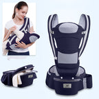 Portabebés ergonómico tipo canguro, 3 en 1, con asiento de cadera y orientación frontal.