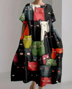 Loose Round Neck Advanced Short Sleeve Printing Dress