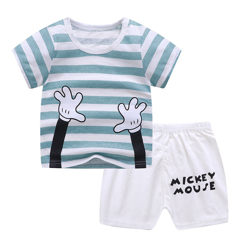 Children's Children's Summer Clothing Round Neck Short Sleeve Suit