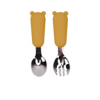 Cuchara de silicona para bebé con forma de osito de dibujos animados, vajilla infantil