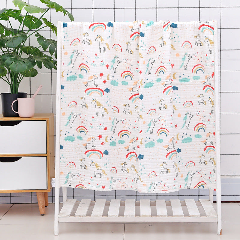 Baby Bath Towel With Six-layer Seersucker Quilt Soft