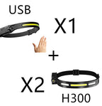 COB LED Induction Riding Headlamp Flashlight USB Rechargeable Waterproof Camping Headlight With All Perspectives Hunting Light
