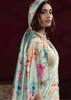 Anaya Mint Blossom Satin Silk Saree