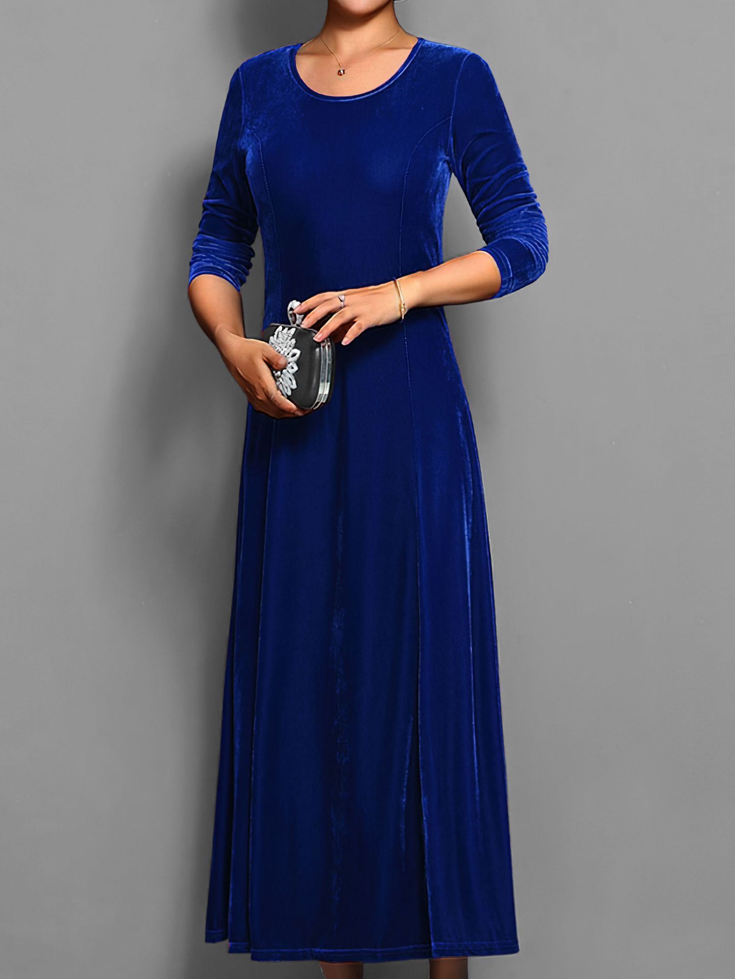 Women's Solid Color Velvet Dress