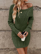 Women's Fashion Pullover Round Neck Twist Thread Knitted Dress