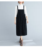 Sleeveless Artistic Large Size Loose Mid-length Women's Vest Dress Corduroy