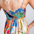 Women's High Waist Print Vacation Style Large Swing Suspender Dress