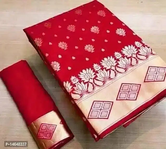 Jacquard Printed Saree for Women (Red, 6.3 m)